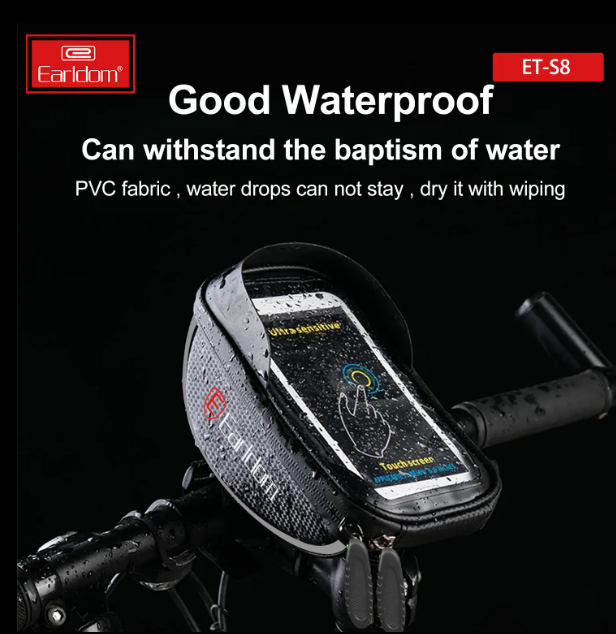 Waterproof Bike Handlebar Bag – Phone Mount & Storage Pouch for Cycling, MTB & E-Bikes | Touchscreen Phone Holder