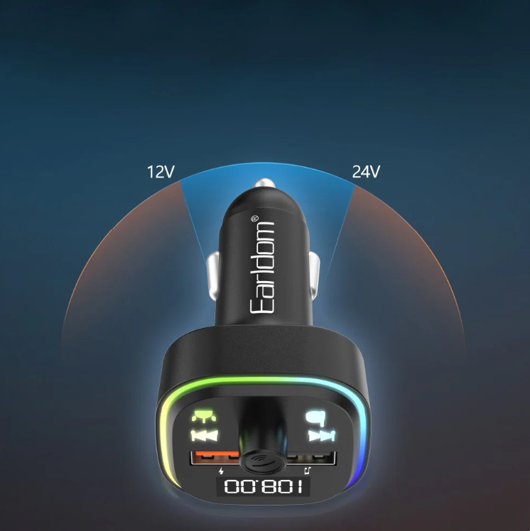 3.1A Wireless FM Car Kit – Bluetooth FM Transmitter with Dual USB Fast Charging & Hands-Free Calling for Cars, USB Car Charger for iPhone & Android