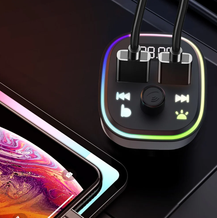 3.1A Wireless FM Car Kit – Bluetooth FM Transmitter with Dual USB Fast Charging & Hands-Free Calling for Cars, USB Car Charger for iPhone & Android