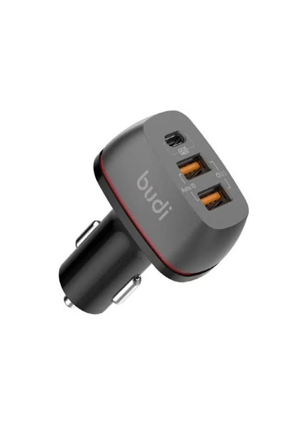 Fast Car Charger 48W – Dual QC 3.0 + USB-C PD Adapter for Smartphones & Tablets