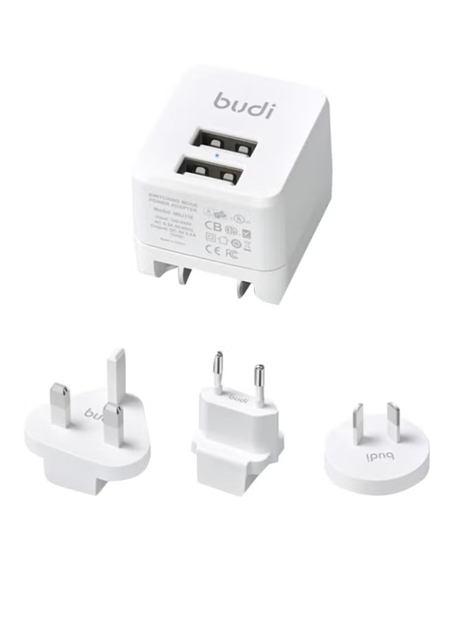 International Travel Charger – Global Power Adapter for EU, UK, US, AU with USB Charging