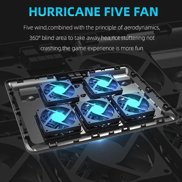 JERTECH Tornado Laptop Cooler – Multi-Function RGB Cooling Pad | USB Hub & Adjustable Height