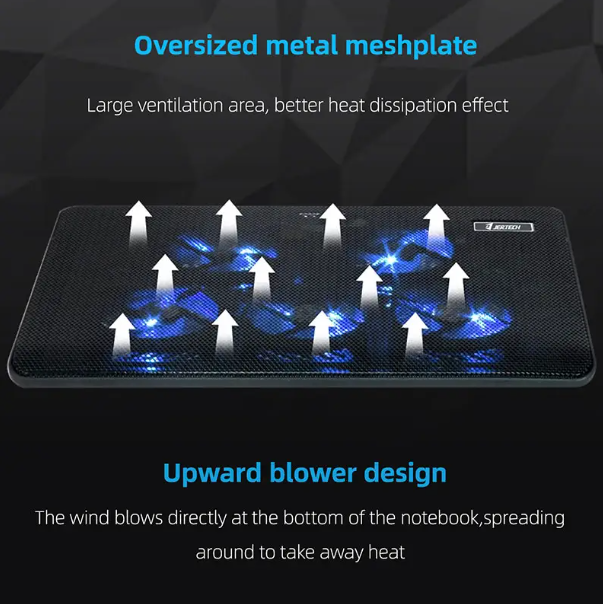 JERTECH Tornado Laptop Cooler – Multi-Function RGB Cooling Pad | USB Hub & Adjustable Height