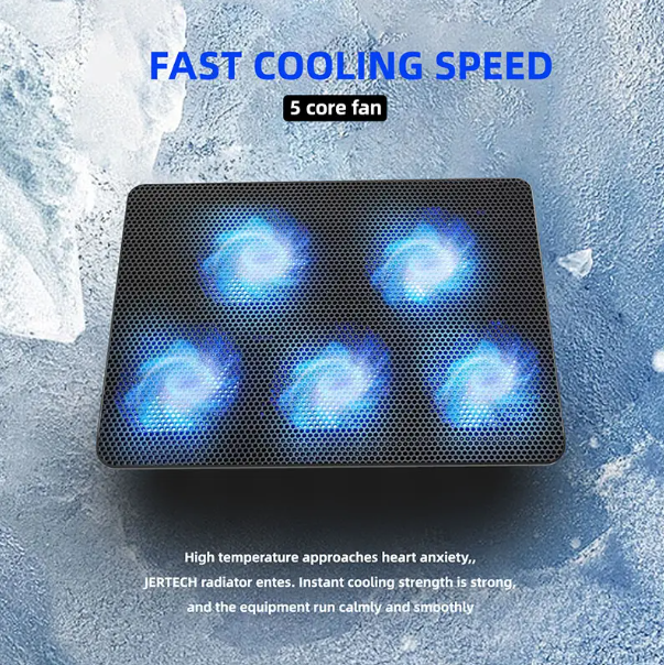 JERTECH Tornado Laptop Cooler – Multi-Function RGB Cooling Pad | USB Hub & Adjustable Height