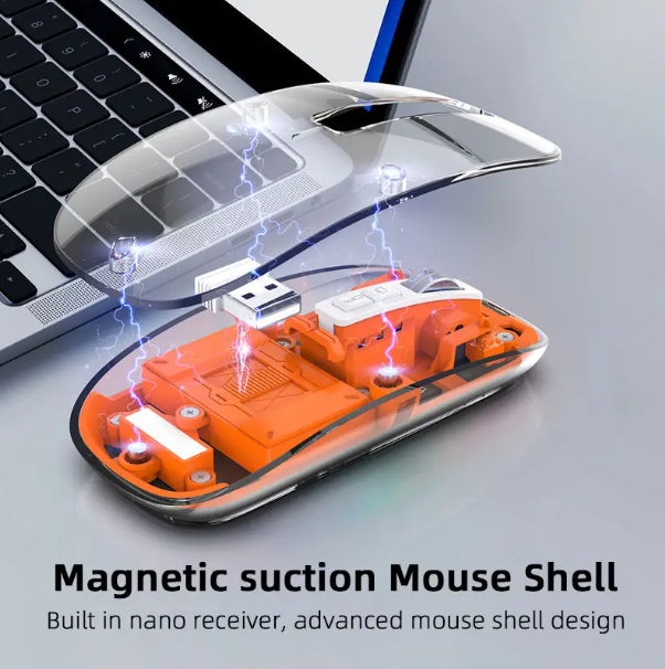 JERTECH Transparent Wireless Mouse – 2.4GHz USB Optical Mouse | Sleek Lightweight Design