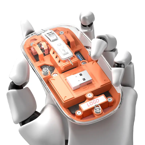 JERTECH Transparent Wireless Mouse – 2.4GHz USB Optical Mouse | Sleek Lightweight Design