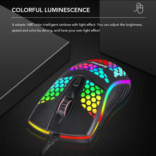 JERTECH Wonderful Wired Gaming Mouse – RGB Optical Mouse | Ergonomic High-DPI Control