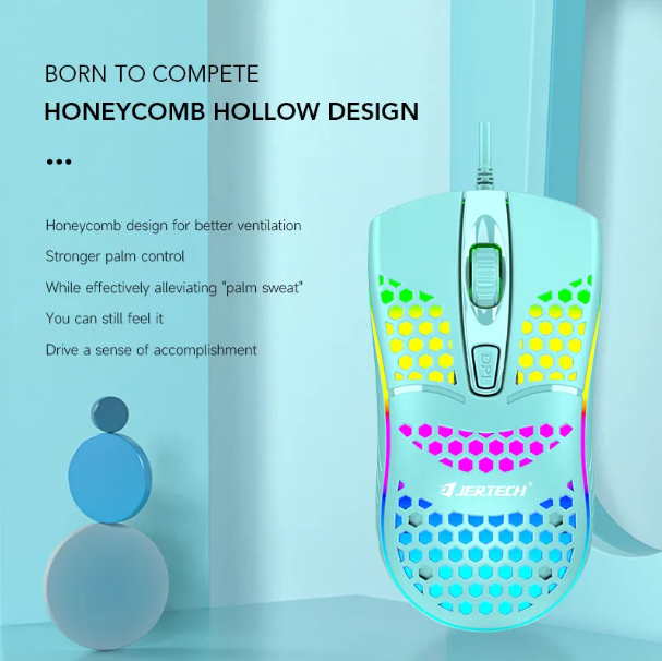 JERTECH Wonderful Wired Gaming Mouse – RGB Optical Mouse | Ergonomic High-DPI Control
