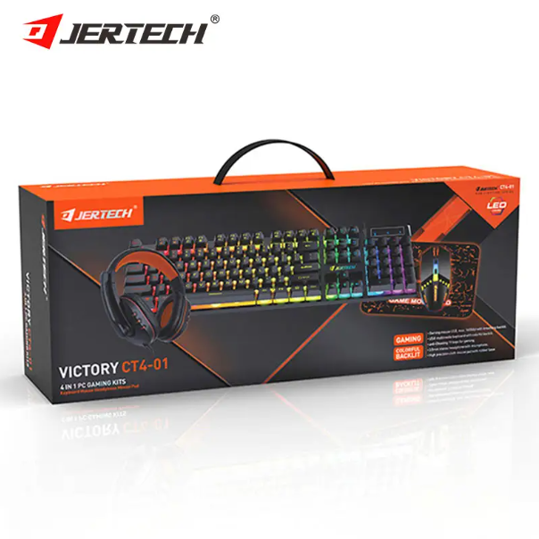 JERTECH Victory 4in1 Gaming Combo – Keyboard, Mouse, Mousepad, Headset | Complete RGB Setup