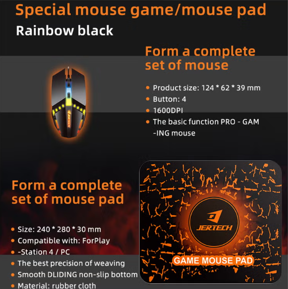 JERTECH Victory 4in1 Gaming Combo – Keyboard, Mouse, Mousepad, Headset | Complete RGB Setup