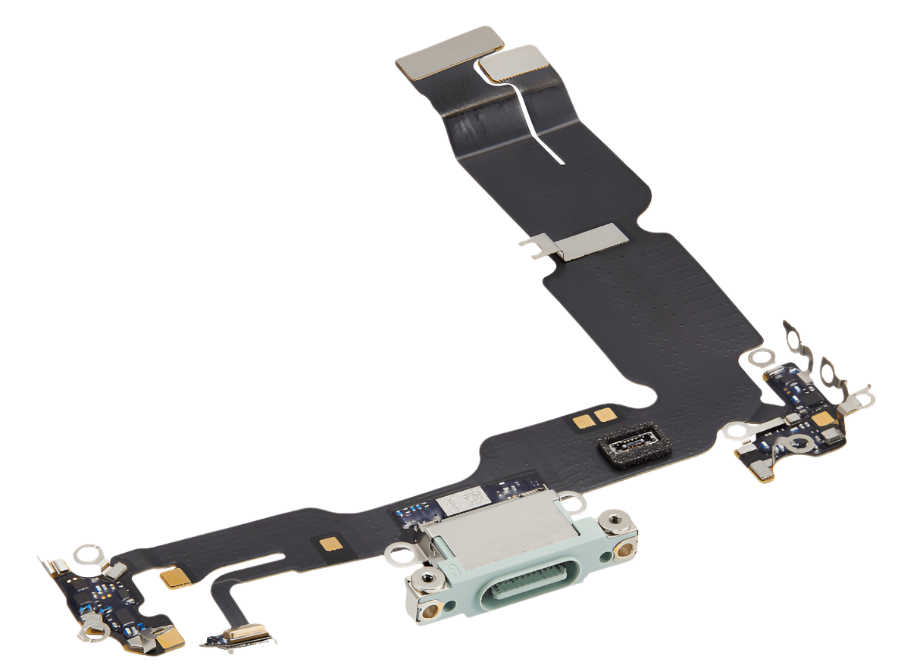 iPhone 15 Plus Charging Port Flex Cable – Green USB-C Connector | OEM-Compatible Charging Dock Assembly for Models A2846 A3102 A3105