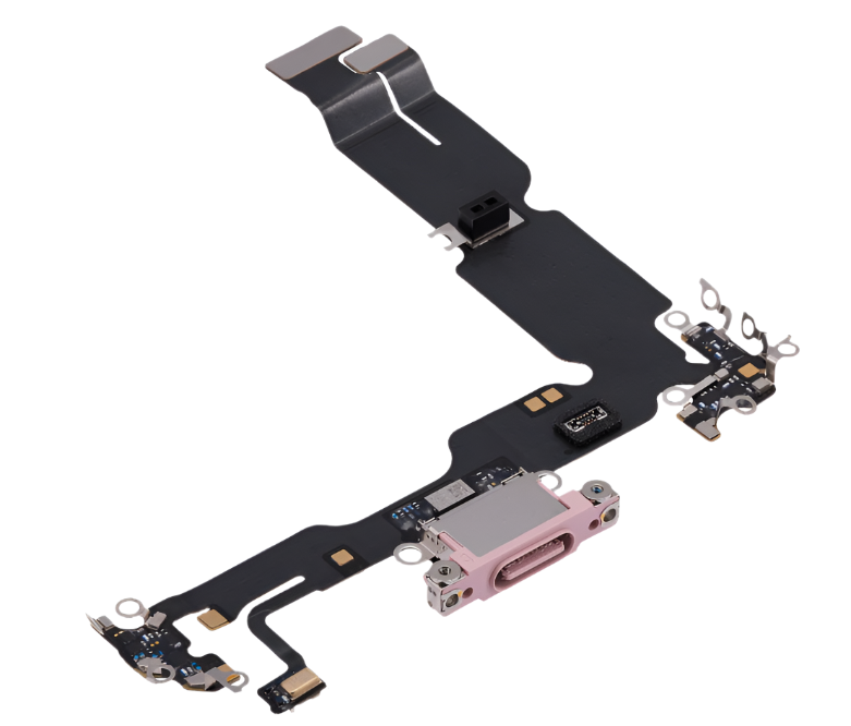 iPhone 15 Plus Charging Port Flex Cable – Pink USB-C Connector | OEM-Compatible Charging Dock Assembly for Models A2846 A3102 A3105