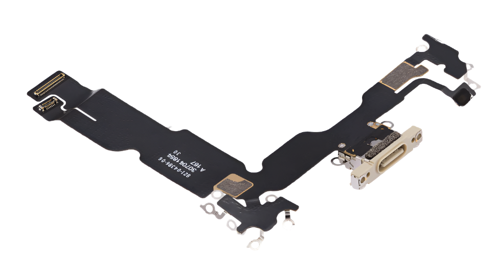 iPhone 15 Plus Charging Port Flex Cable – Yellow USB-C Connector | OEM-Compatible Charging Dock Assembly for Models A2846 A3102 A3105