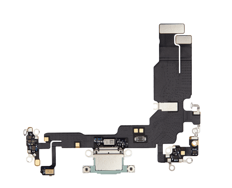 iPhone 15 Charging Port Flex Cable – Green OEM-Compatible USB-C Dock Connector with Microphone | Models A2848 A3090 A3093