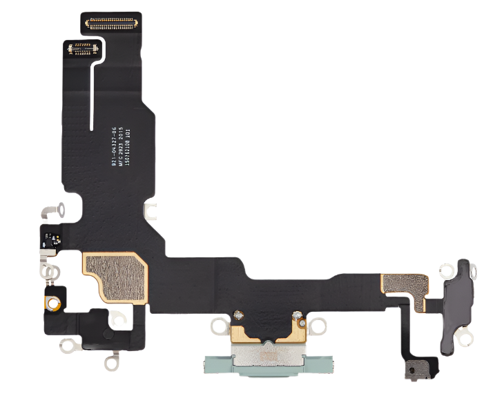 iPhone 15 Charging Port Flex Cable – Green OEM-Compatible USB-C Dock Connector with Microphone | Models A2848 A3090 A3093