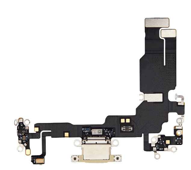 iPhone 15 Charging Port Flex Cable – Yellow OEM-Compatible USB-C Dock Connector with Microphone | Models A2848 A3090 A3093
