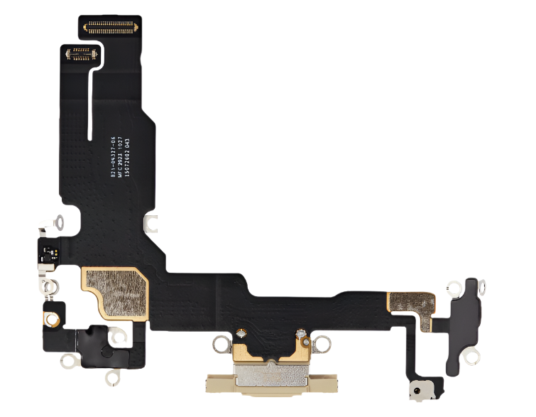 iPhone 15 Charging Port Flex Cable – Yellow OEM-Compatible USB-C Dock Connector with Microphone | Models A2848 A3090 A3093