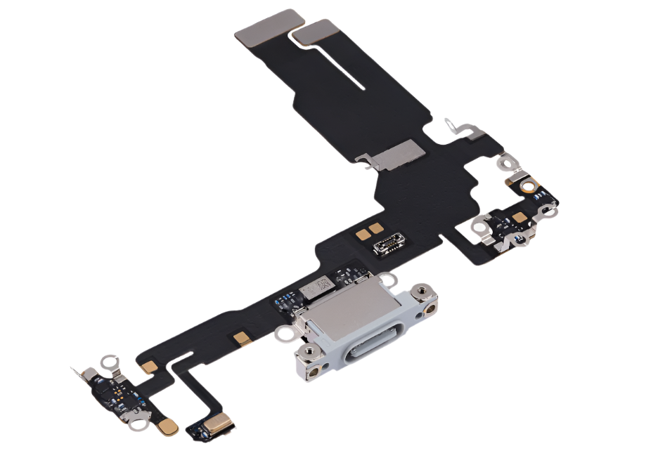 iPhone 15 Charging Port Flex Cable – Blue OEM-Compatible USB-C Dock Connector with Microphone | Models A2848 A3090 A3093