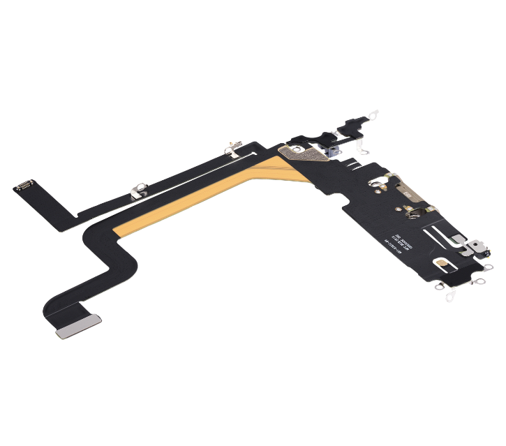 iPhone 14 Pro Max Charging Port Flex – Gold OEM-Compatible USB-C Dock + Microphone Flex | Models A2651 A2894 A2896 A2895