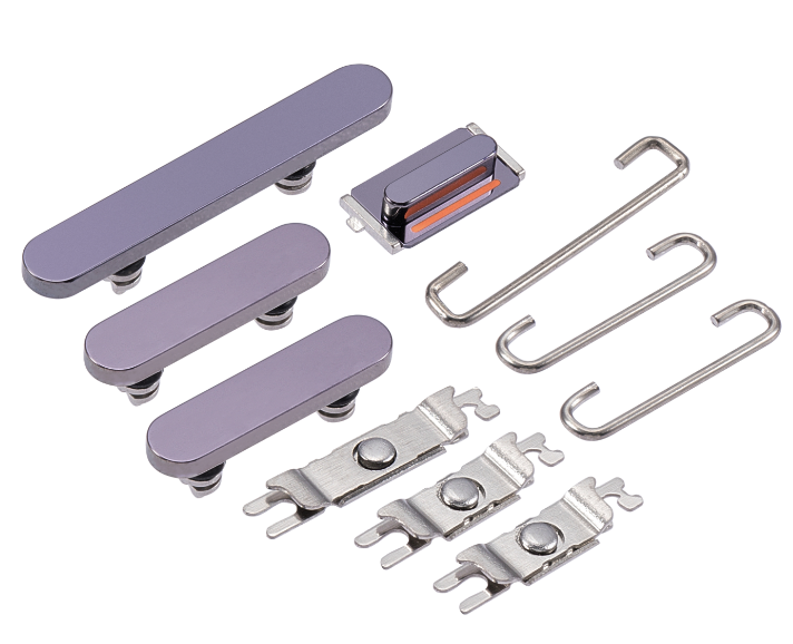 Purple Side Button Set Compatible with iPhone 14 Pro & 14 Pro Max – Power, Volume & Mute Key Replacements | A2650 A2889 A2892 A2893 A2894