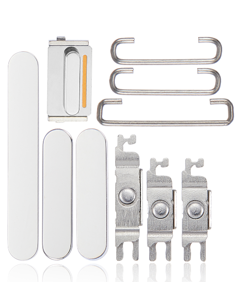 Silver Side Button Set Compatible with iPhone 14 Pro & 14 Pro Max – Power, Volume & Mute Key Replacements | A2650 A2889 A2892 A2893 A2894