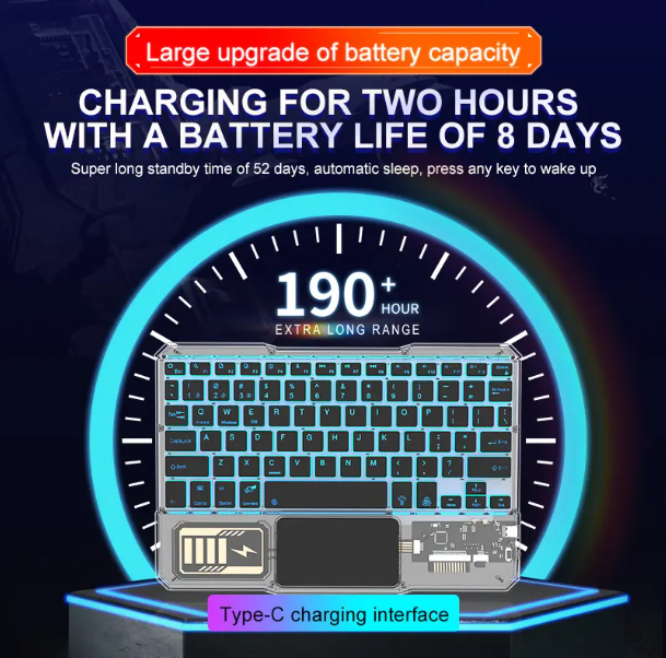 JERTECH Transparent Wireless Keyboard – 2.4GHz Slim USB Keyboard | Clear Design