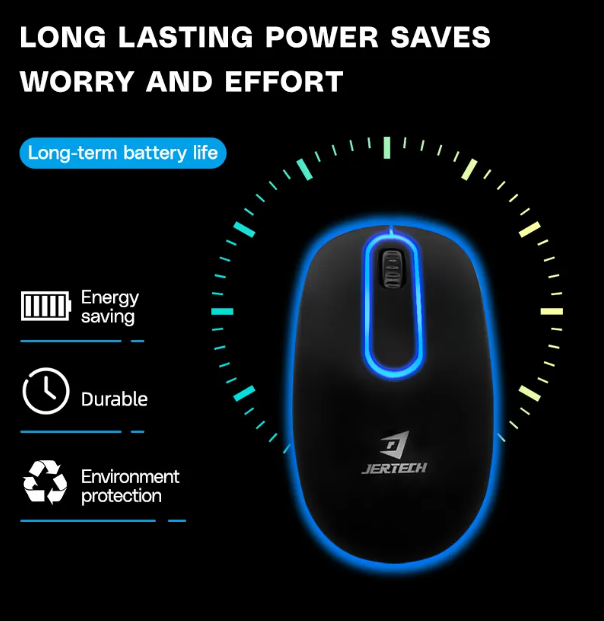 JERTECH Elite Wireless Mouse – 2.4GHz RGB Rechargeable | Precision & Portability
