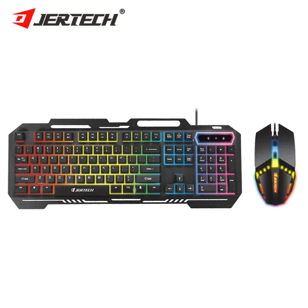 JERTECH Cheetah Full Size Gaming Keyboard + Mouse – RGB Wired Mechanical Feel Combo