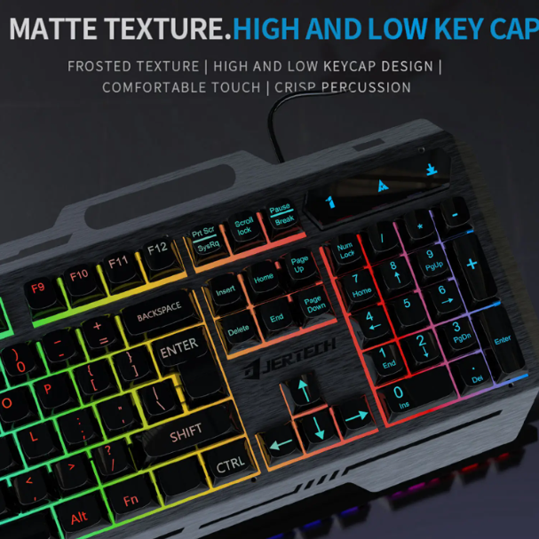 JERTECH Cheetah Full Size Gaming Keyboard + Mouse – RGB Wired Mechanical Feel Combo