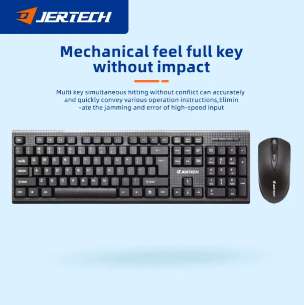 JERTECH Wired Keyboard & Mouse Combo – USB Plug & Play Set | Quiet & Ergonomic Design