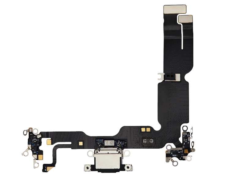iPhone 15 Plus Charging Port Flex Cable – Black USB-C Connector | OEM-Compatible Charging Dock Assembly for Models A2846 A3102 A3105