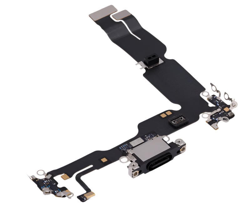 iPhone 15 Plus Charging Port Flex Cable – Black USB-C Connector | OEM-Compatible Charging Dock Assembly for Models A2846 A3102 A3105
