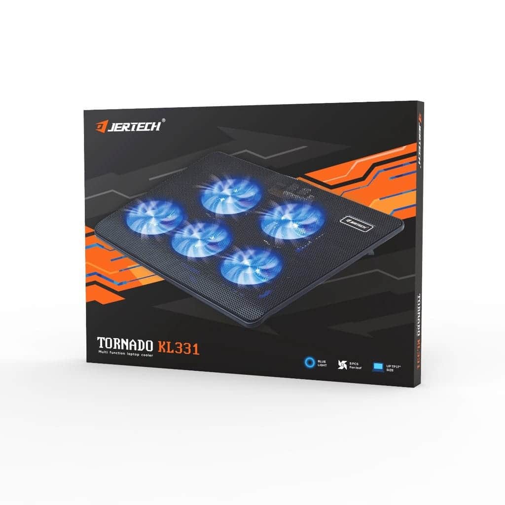 JERTECH Tornado Laptop Cooler – Multi-Function RGB Cooling Pad | USB Hub & Adjustable Height