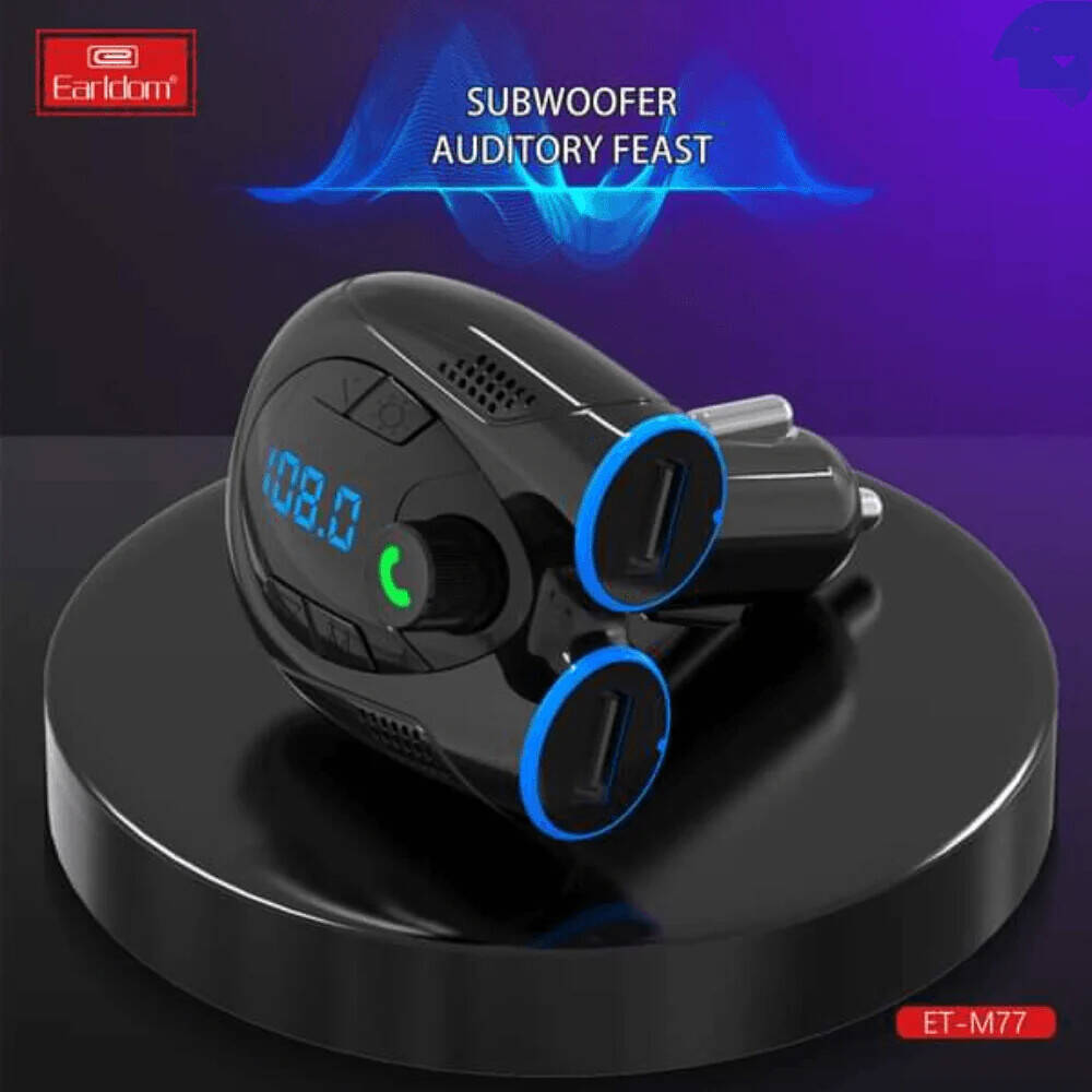 Wireless Car Kit with Dual USB – Bluetooth FM Transmitter in Spacecraft Design Fast Charging & Music Streaming