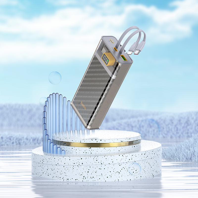 HOCO 20000mAh Power Bank – Built-in Lightning, USB-C & Micro-USB Cables | Universal Fast Charging