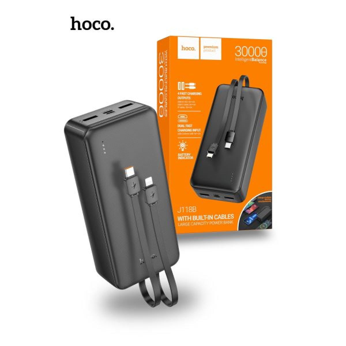 HOCO Large Capacity Power Bank | 30000mAh Fast Charging with Dual USB Output