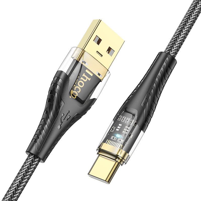 HOCO USB-A to USB-C Crystal Charging Data Cable | Sleek & Fast