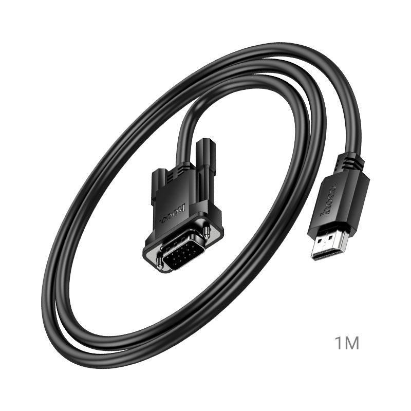 Hoco HDMI to VGA Cable – Male-to-Male HD Video Adapter Cord for Monitor, Projector, Laptop & HDTV Display Connection