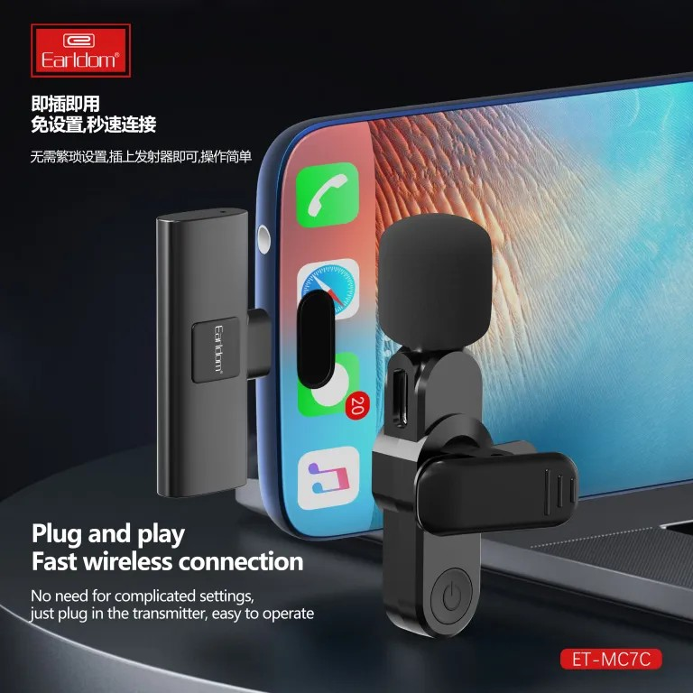 Rechargeable Wireless Microphone – Noise-Cancelling Mic for YouTube, Interviews, Vlogging & Content Creation