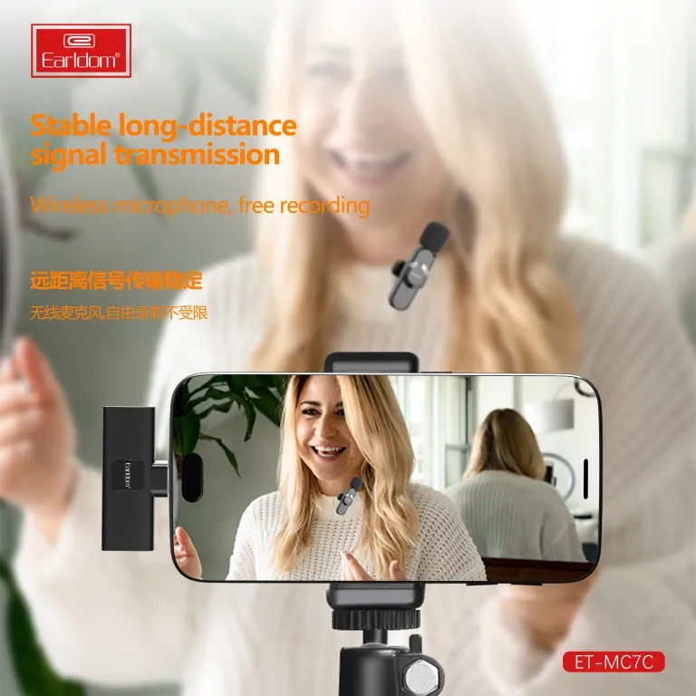 Rechargeable Wireless Microphone – Noise-Cancelling Mic for YouTube, Interviews, Vlogging & Content Creation