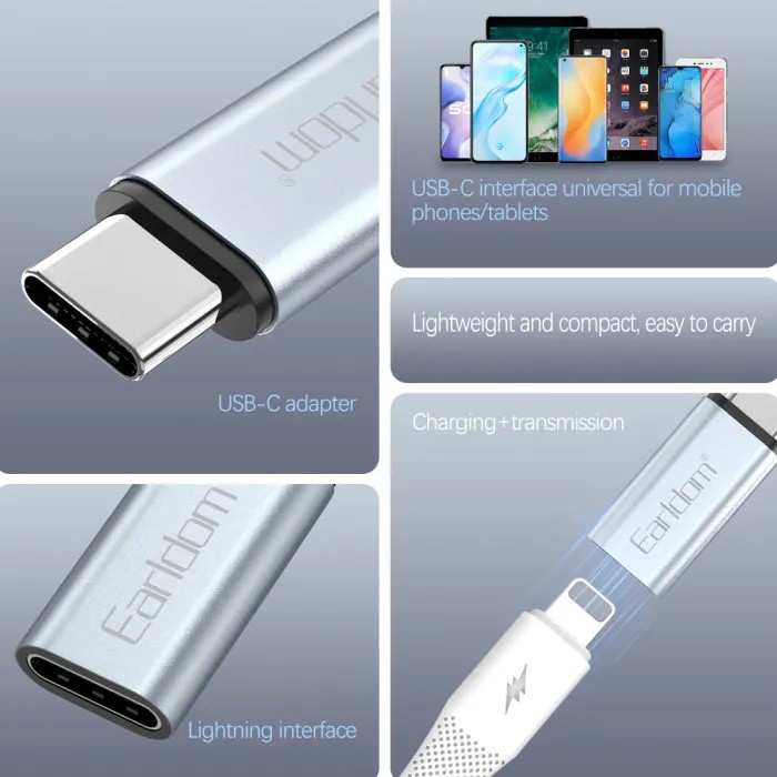 8-Pin to USB-C Adapter – 60W Fast Charging Converter for iPhone & iPad, High-Speed Charging for USB-C Devices