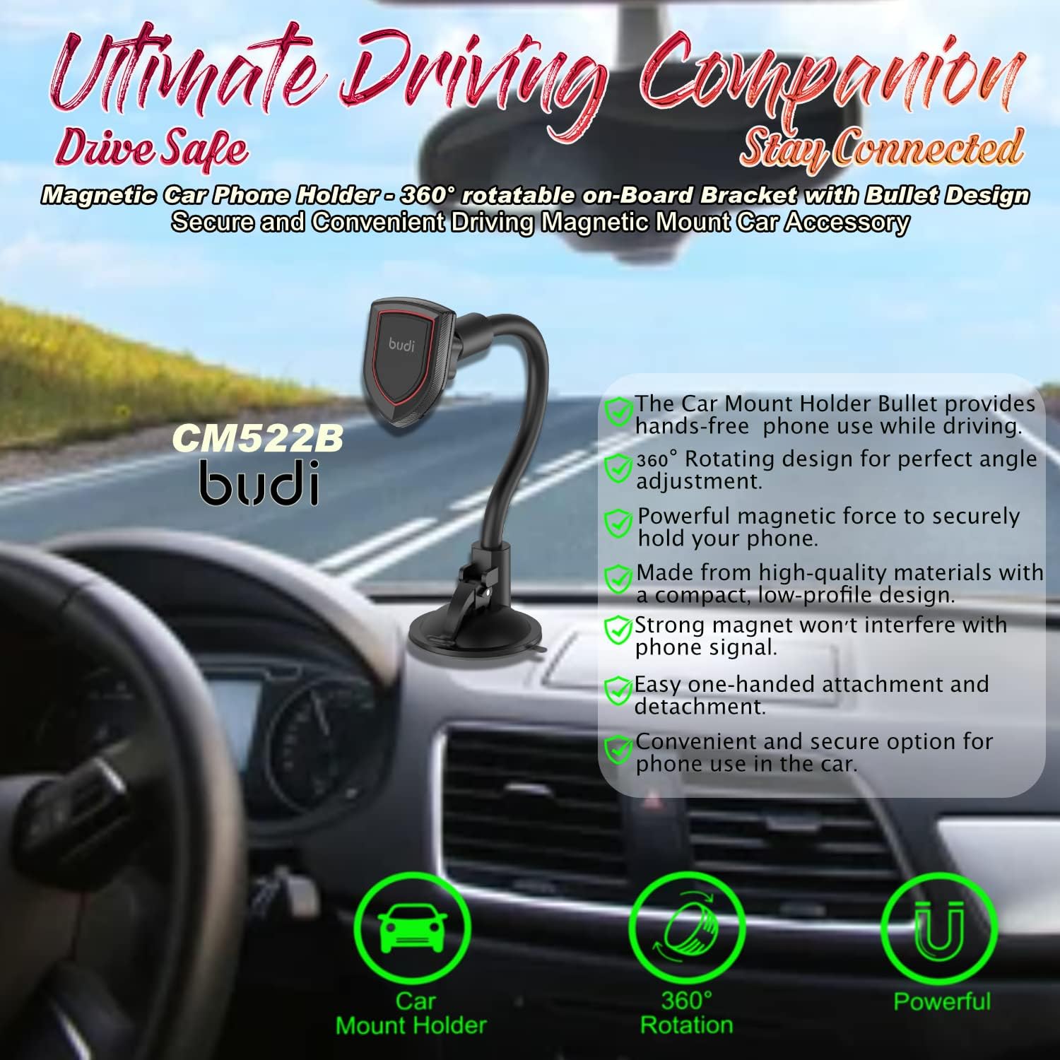 Flexible Windshield Magnetic Car Phone Holder – Universal Mount for All Devices