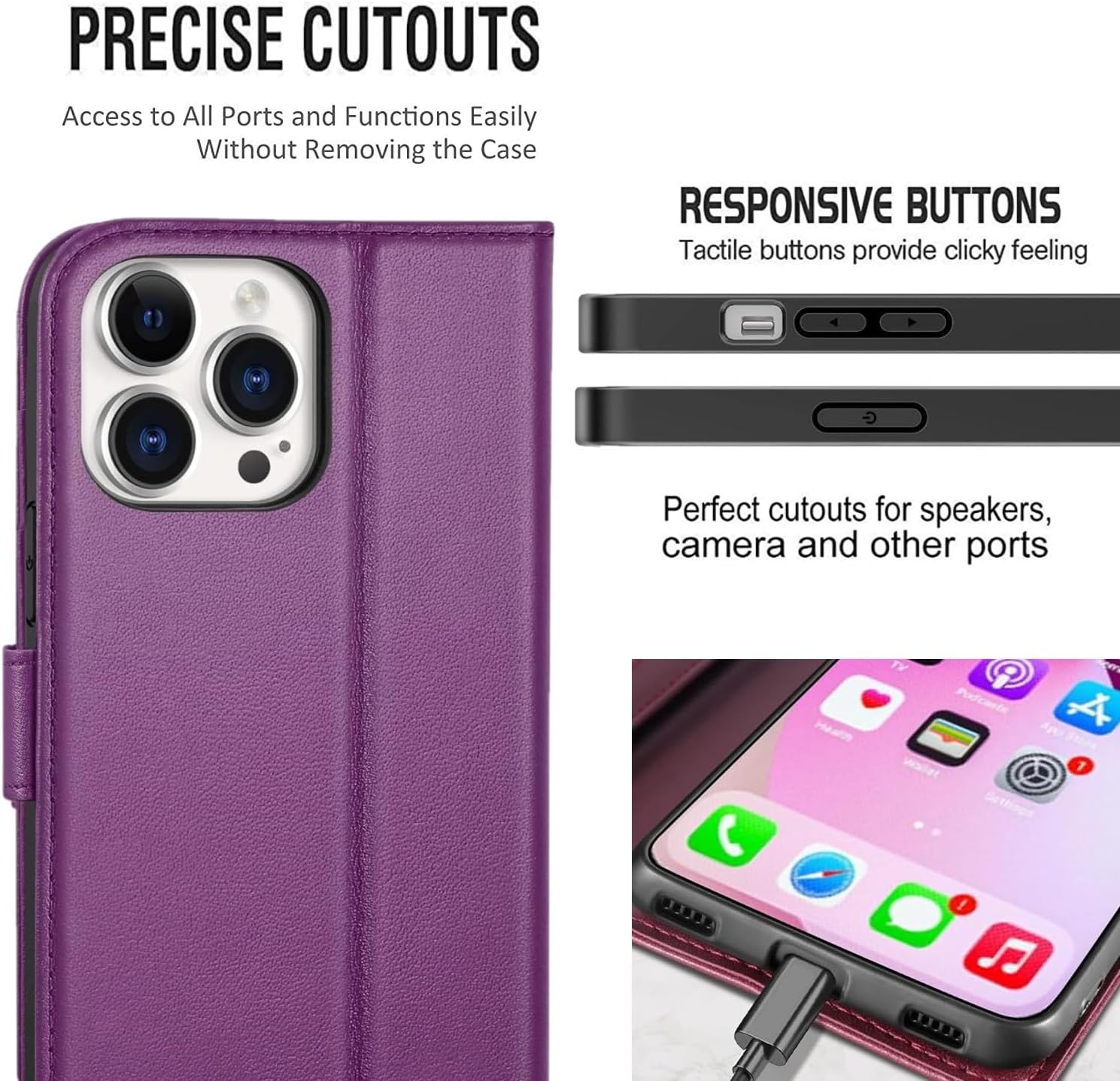 IPHONE 16 PRO MAX PURPLE FLIP COVER