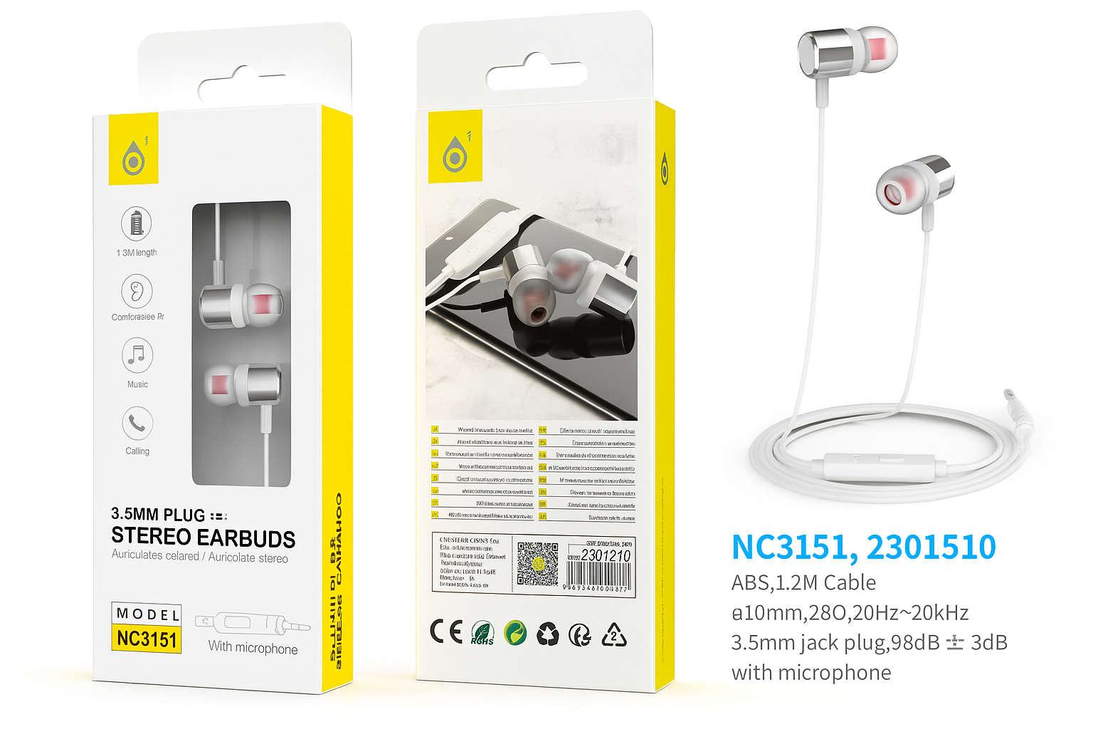 Stereo Headphones with Mic – Super Bass, 1.2M Cable, High-Clarity Sound