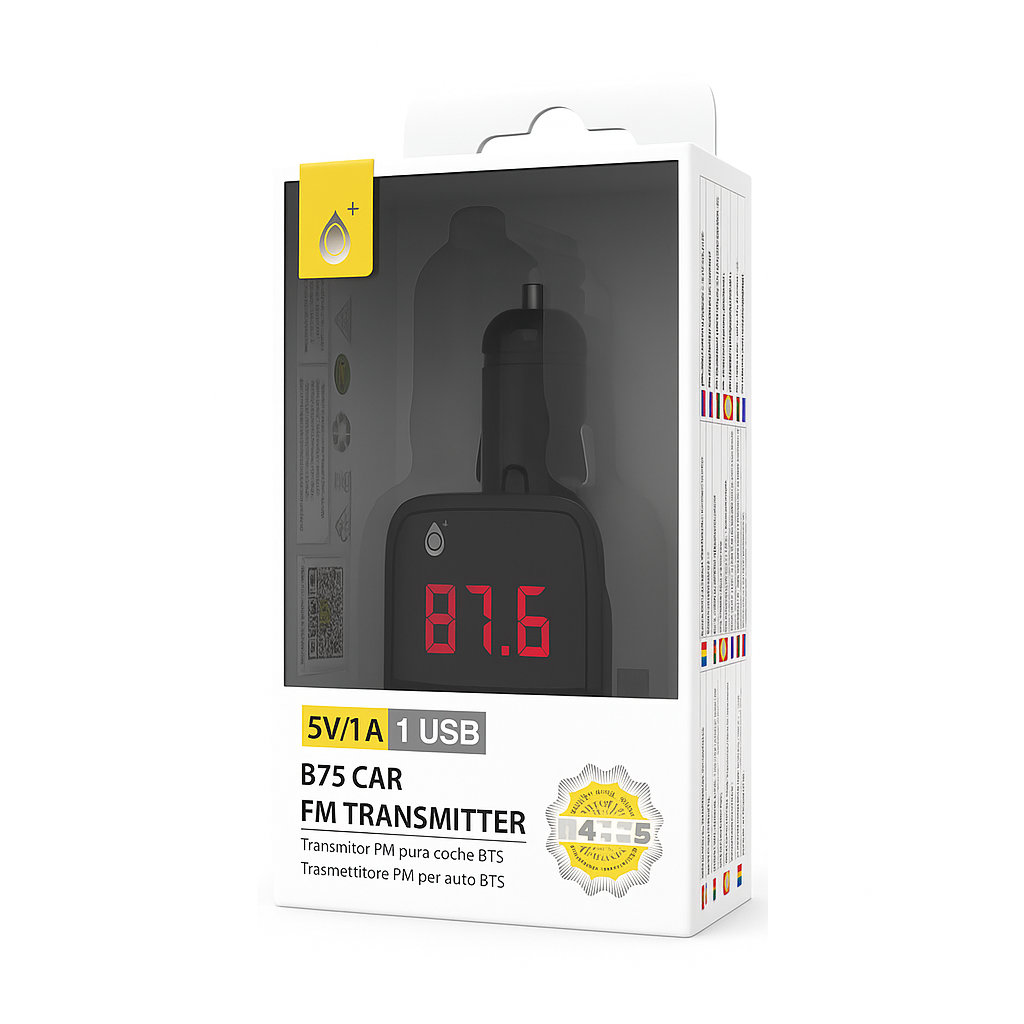 BTS FM Transmitter – Car Bluetooth Adapter with Mic, USB Charger & LED Display