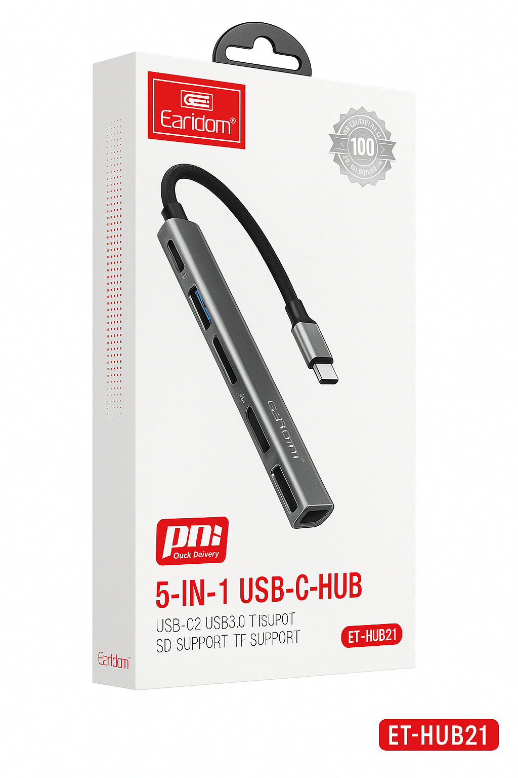 5-in-1 USB-C Hub – Multiport Adapter with 4K HDMI, USB 3.0, SD/TF Card Reader | Type-C Docking Station for MacBook, Chromebook & Laptops