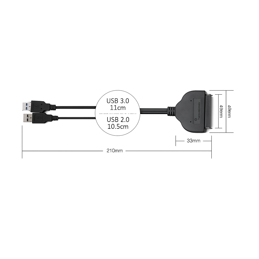 SATA to Dual USB Cable – 7-Pin Hard Drive Adapter for Power & Data