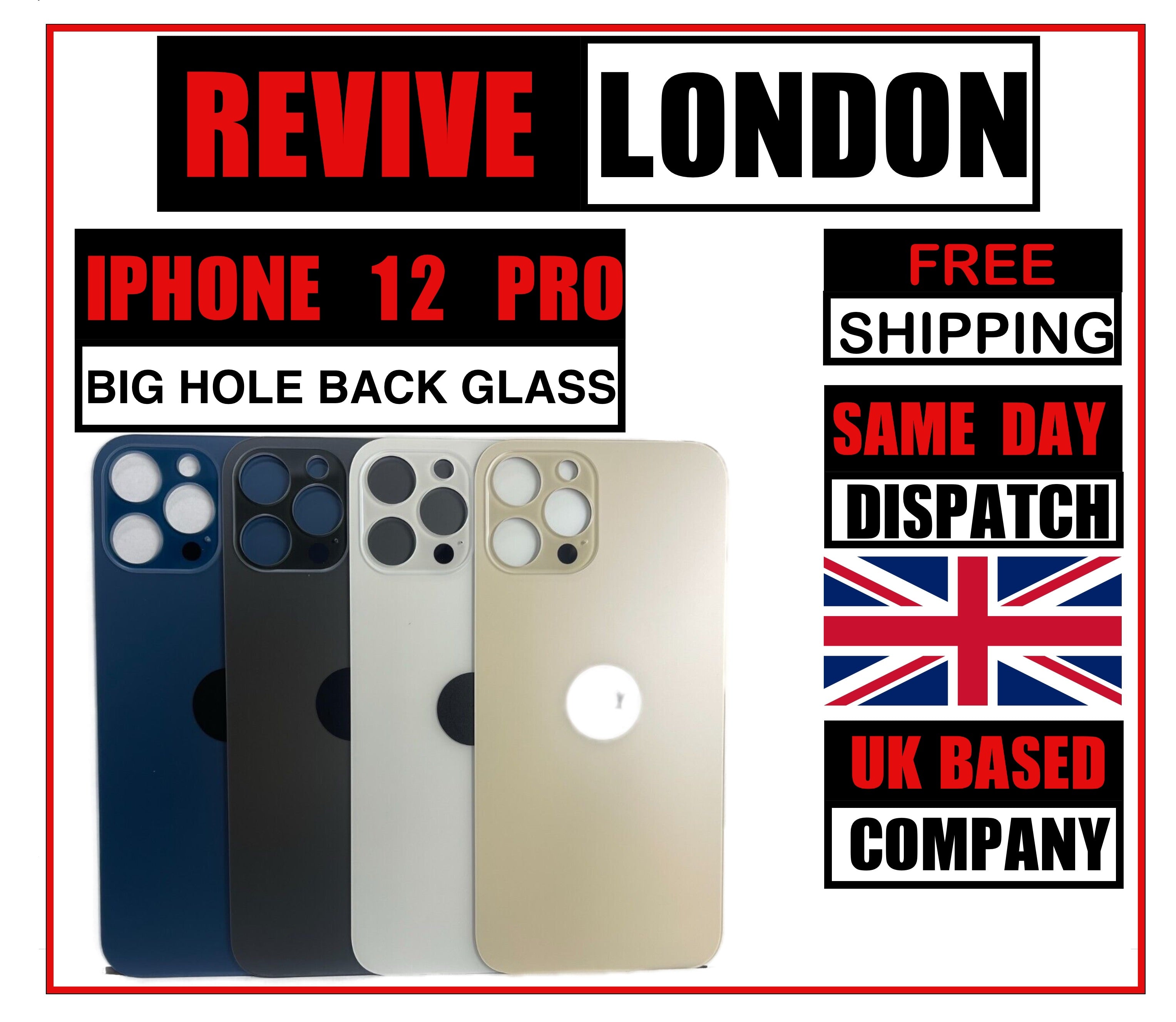For iPhone 12 PRO Replacement Back Glass Rear Glass Battery Cover Big Hole