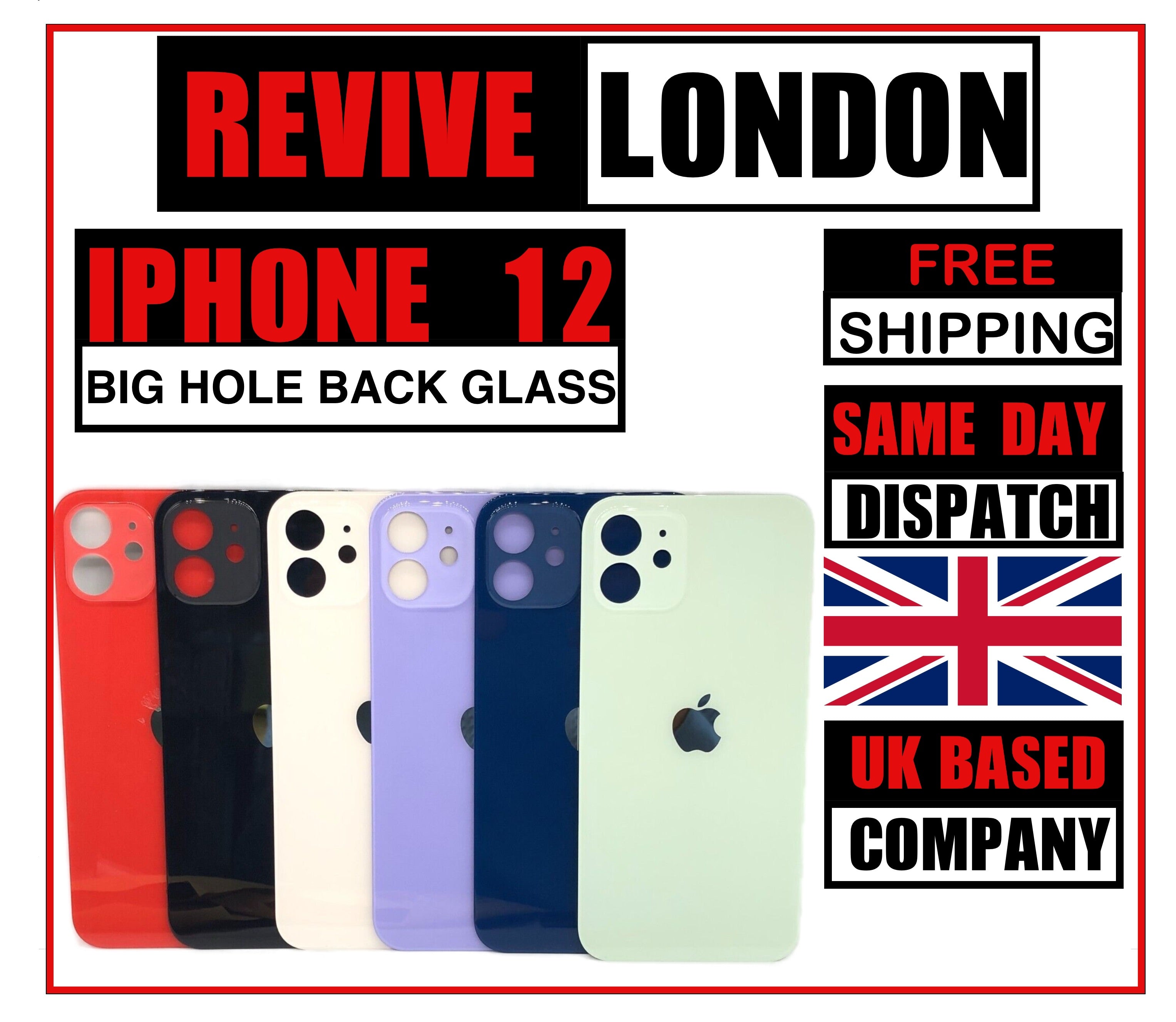 For iPhone 12 Replacement Back Glass Rear Glass Battery Cover Big Hole