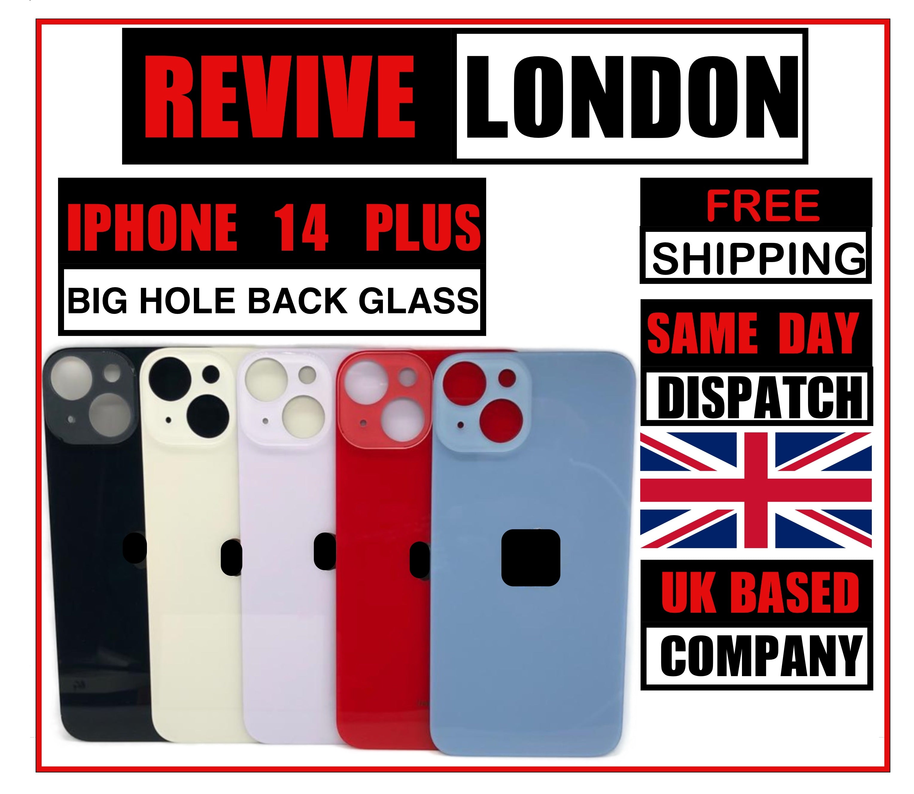 For iPhone 14 PLUS Replacement Back Glass Rear Glass Battery Cover Big Hole